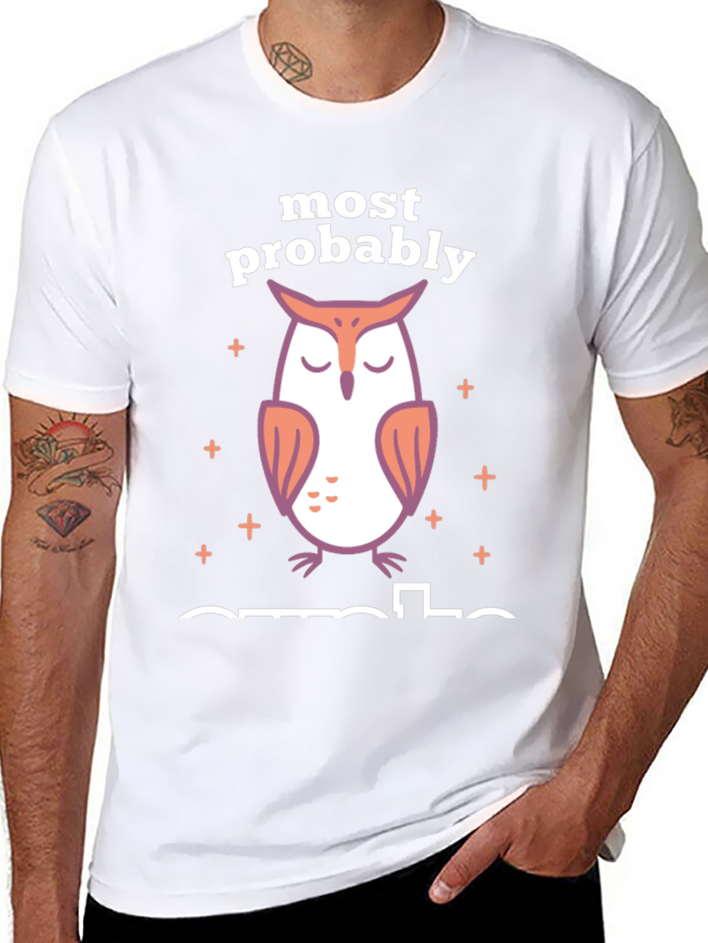 Most Probably Asleep Owl Graphic T-Shirt