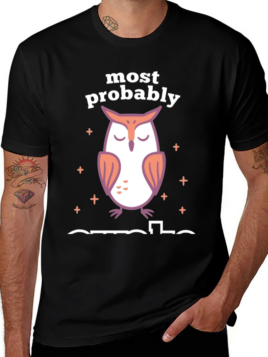 Most Probably Asleep Owl Graphic T-Shirt