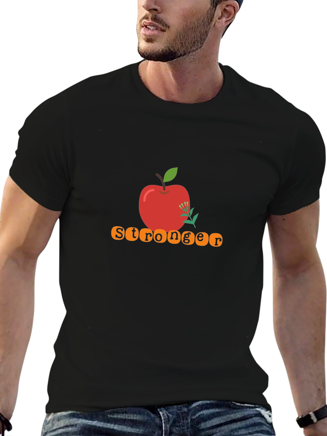 Stronger Apple Graphic Tee - Black