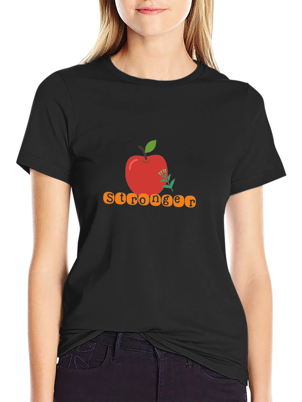 Stronger Apple Graphic Tee - Black