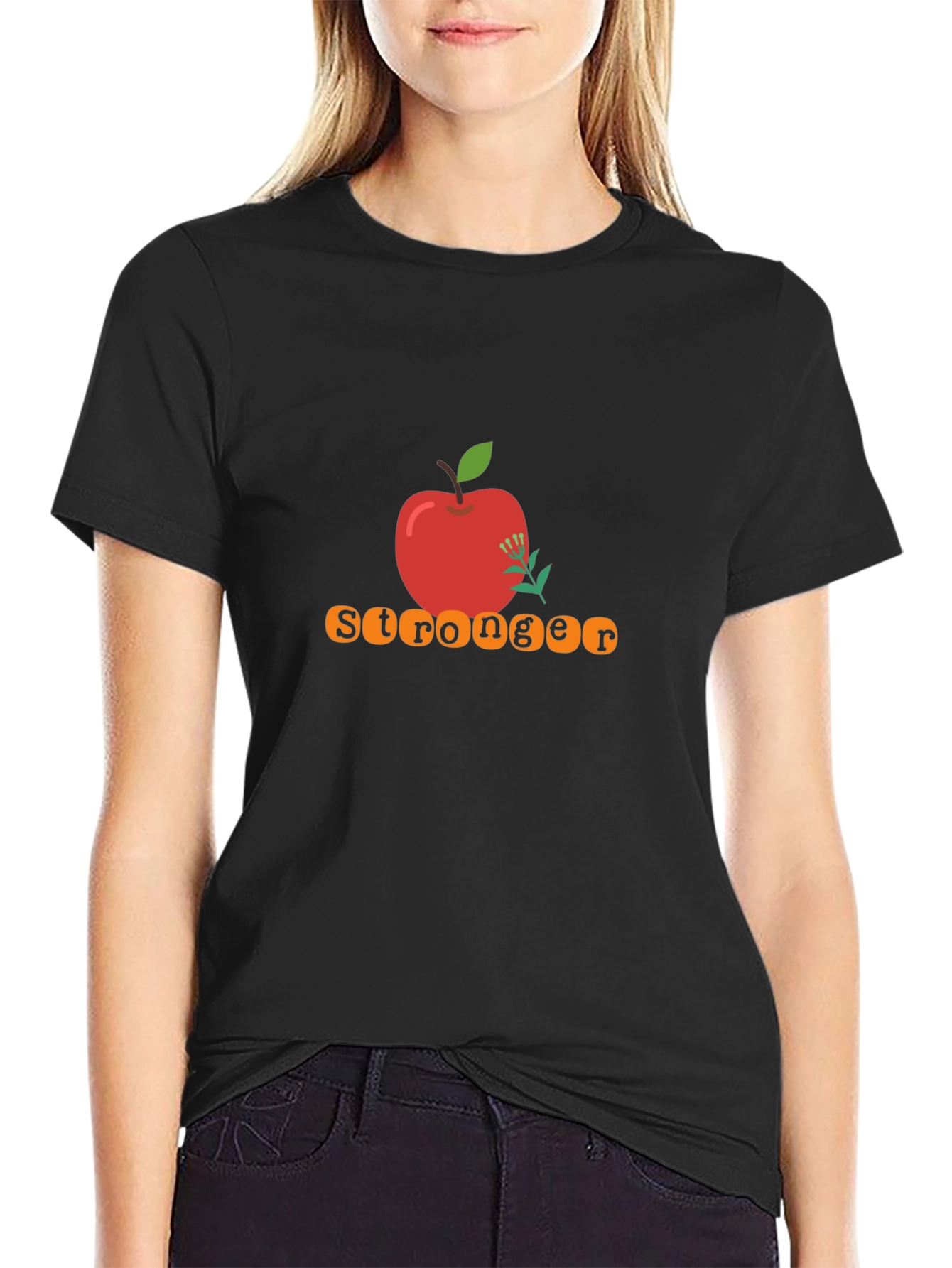 Stronger Apple Graphic Tee - Black