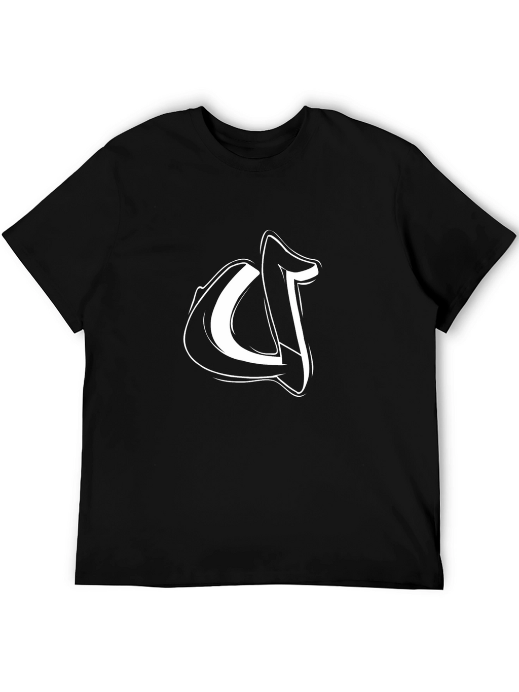 Stylish Black T-Shirt with White Graffiti Letter Design