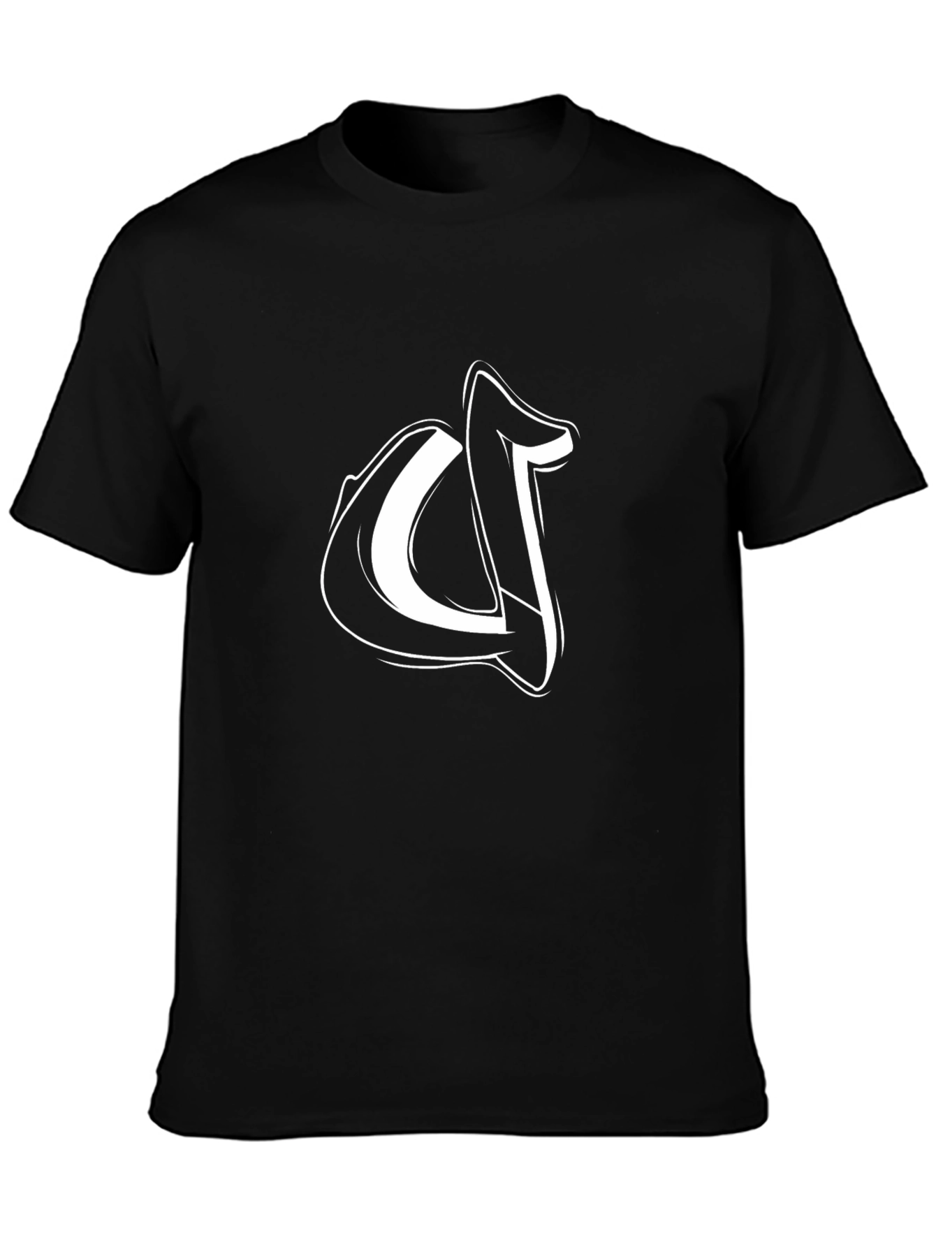 Stylish Black T-Shirt with White Graffiti Letter Design