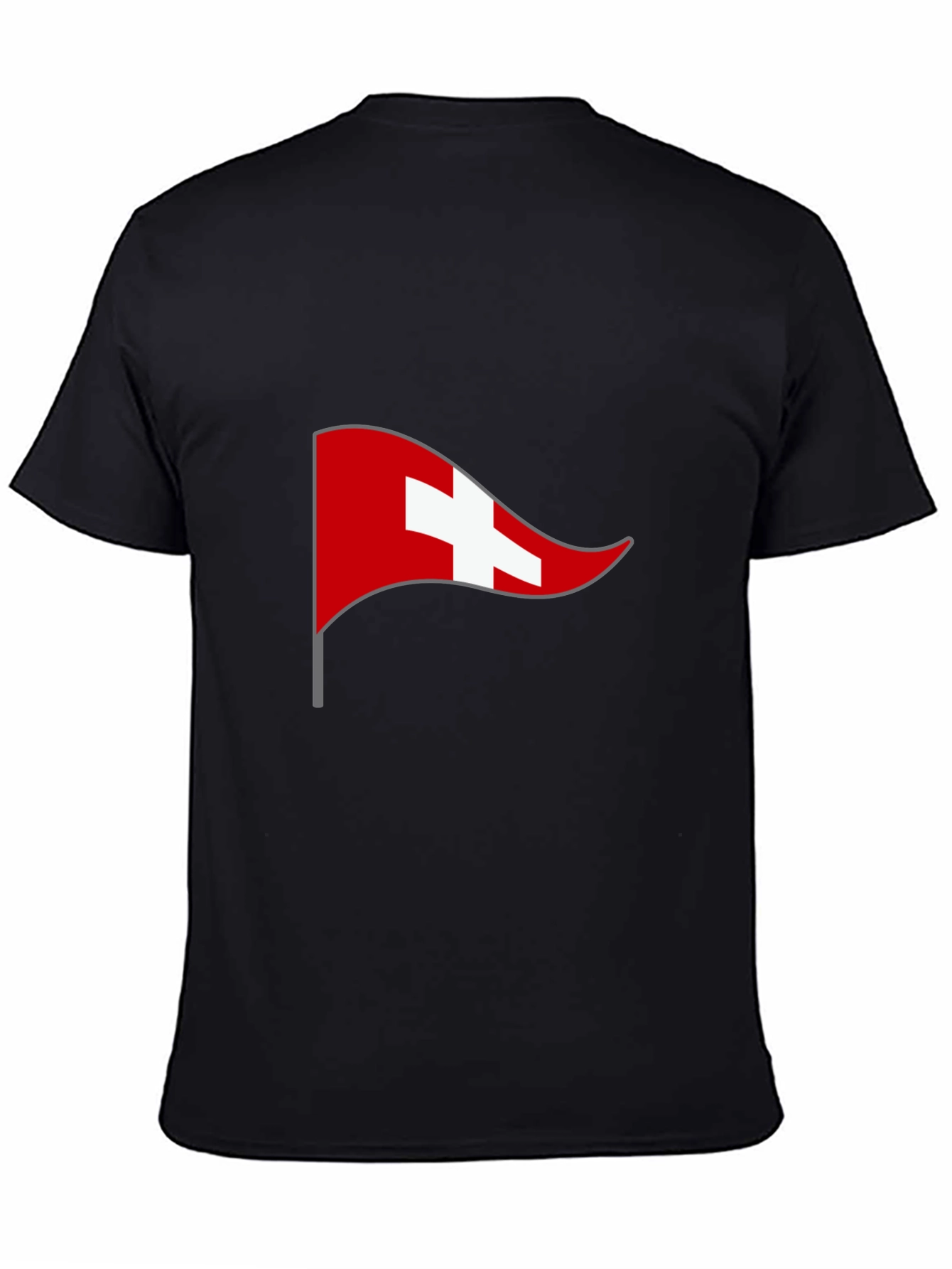 Swiss Flag Graphic Tee - Black Casual T-Shirt