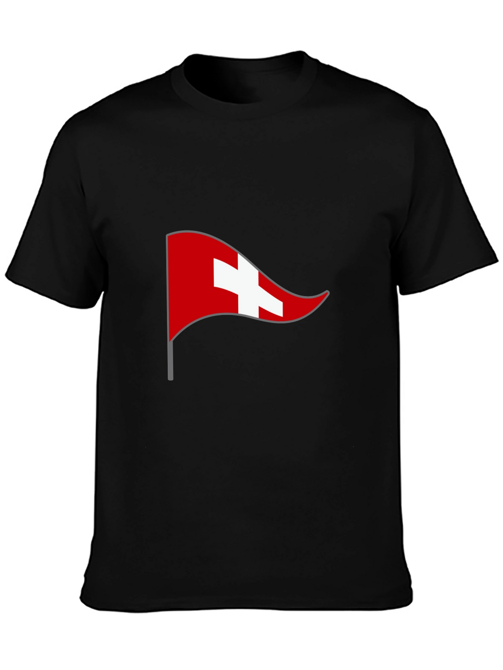 Swiss Flag Graphic Tee - Black Casual T-Shirt