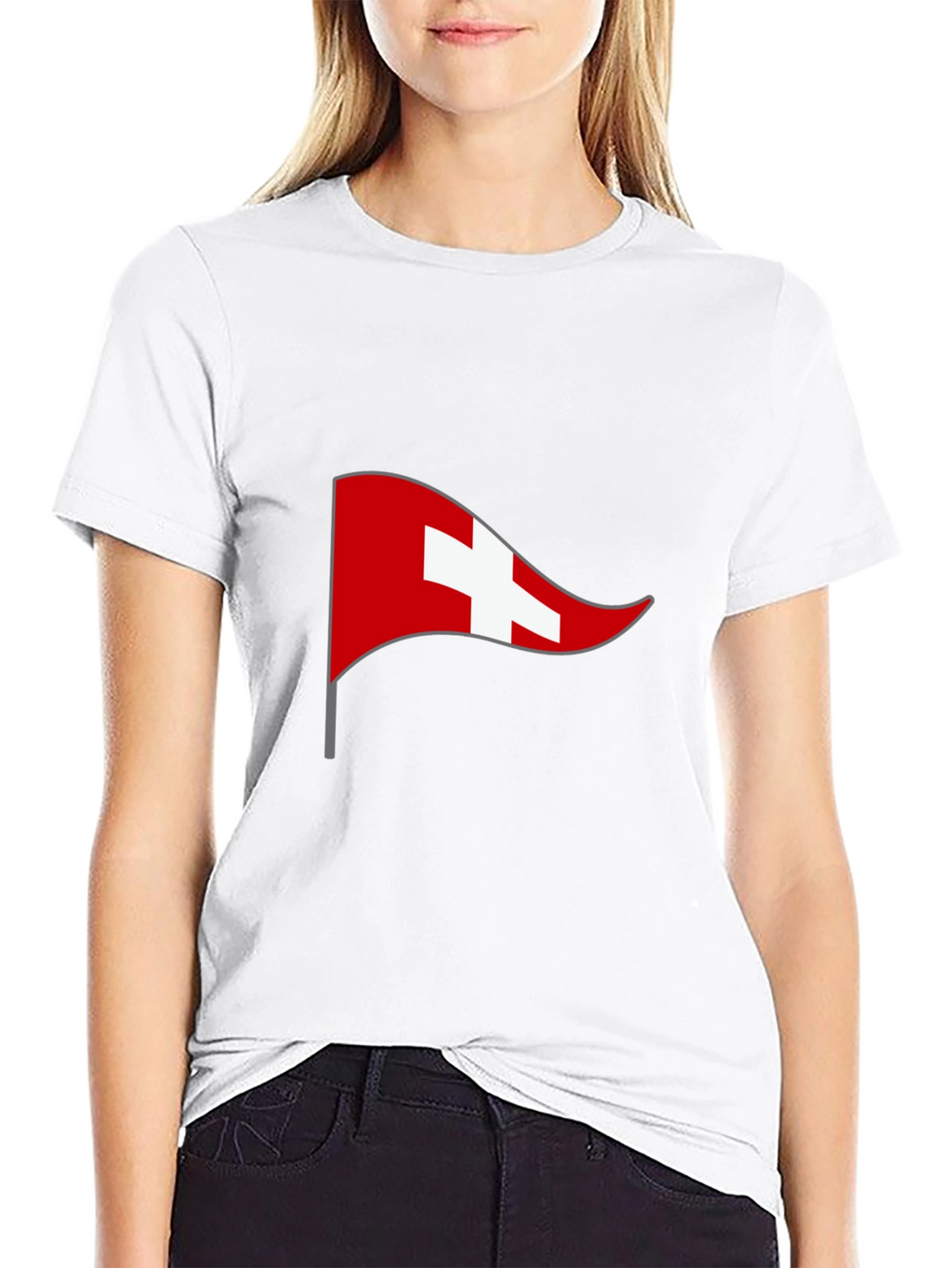 Swiss Flag Graphic Tee - Black Casual T-Shirt