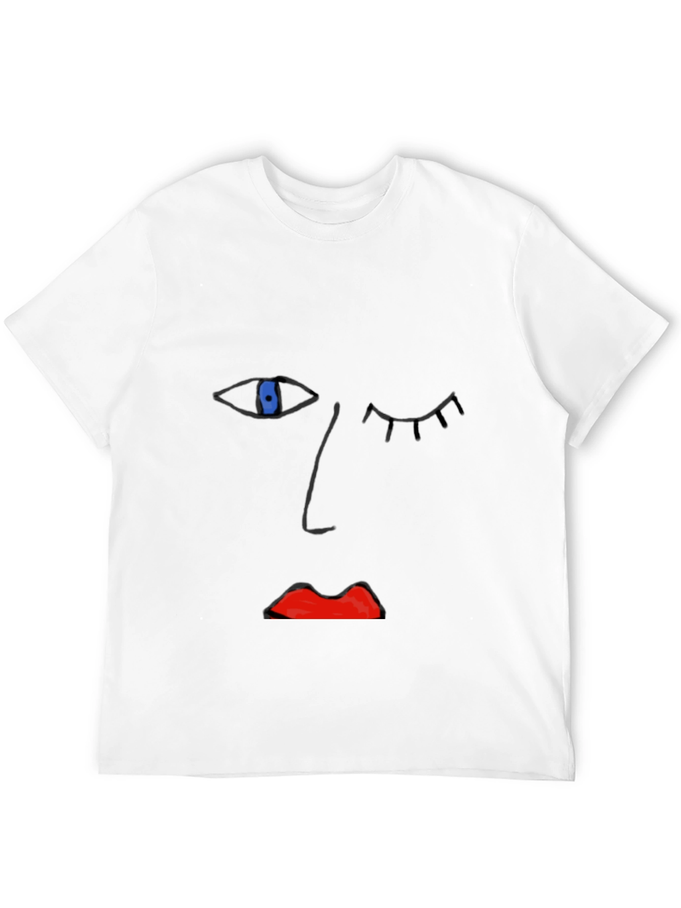 Abstract Face Graphic Tee - Unisex Casual Shirt