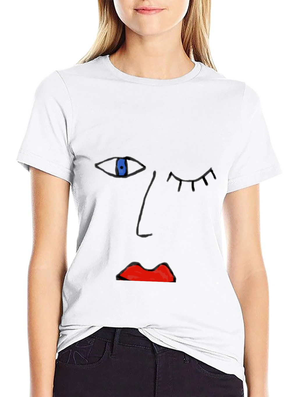 Abstract Face Graphic Tee - Unisex Casual Shirt