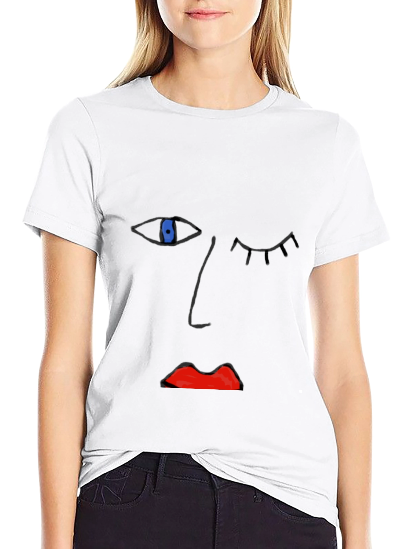 Abstract Face Graphic Tee - Unisex Casual Shirt