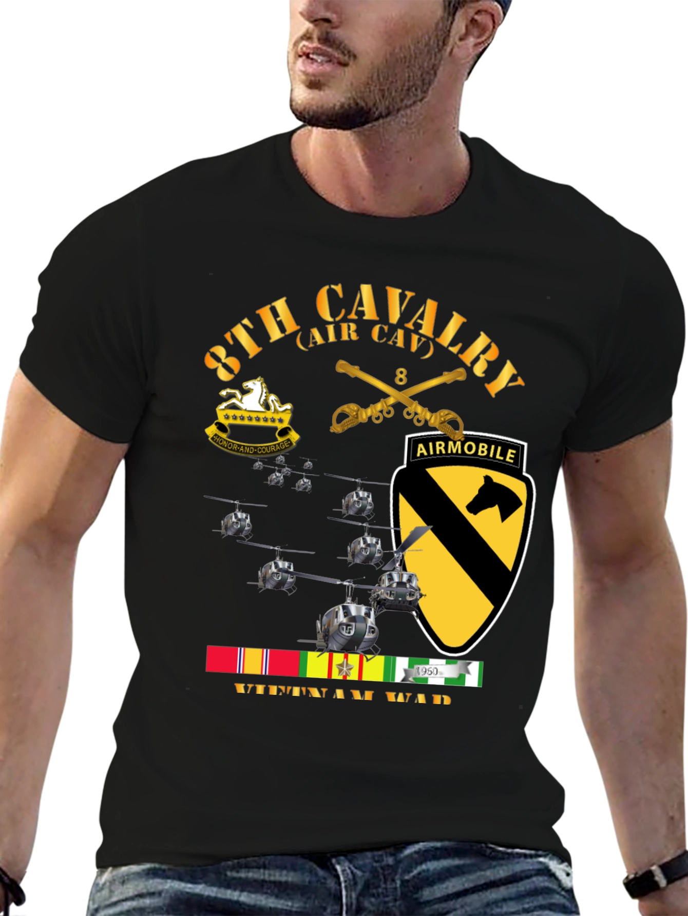 8th Cavalry Vietnam War T-Shirt Air Mobile Tee