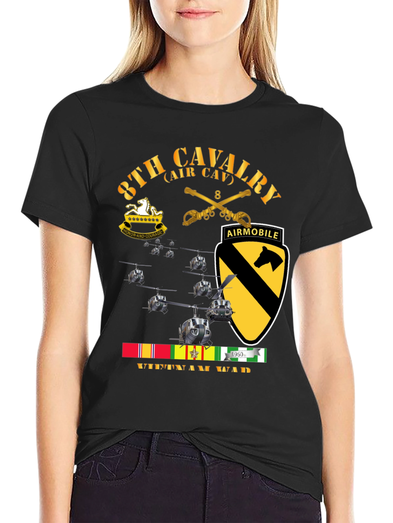 8th Cavalry Vietnam War T-Shirt Air Mobile Tee