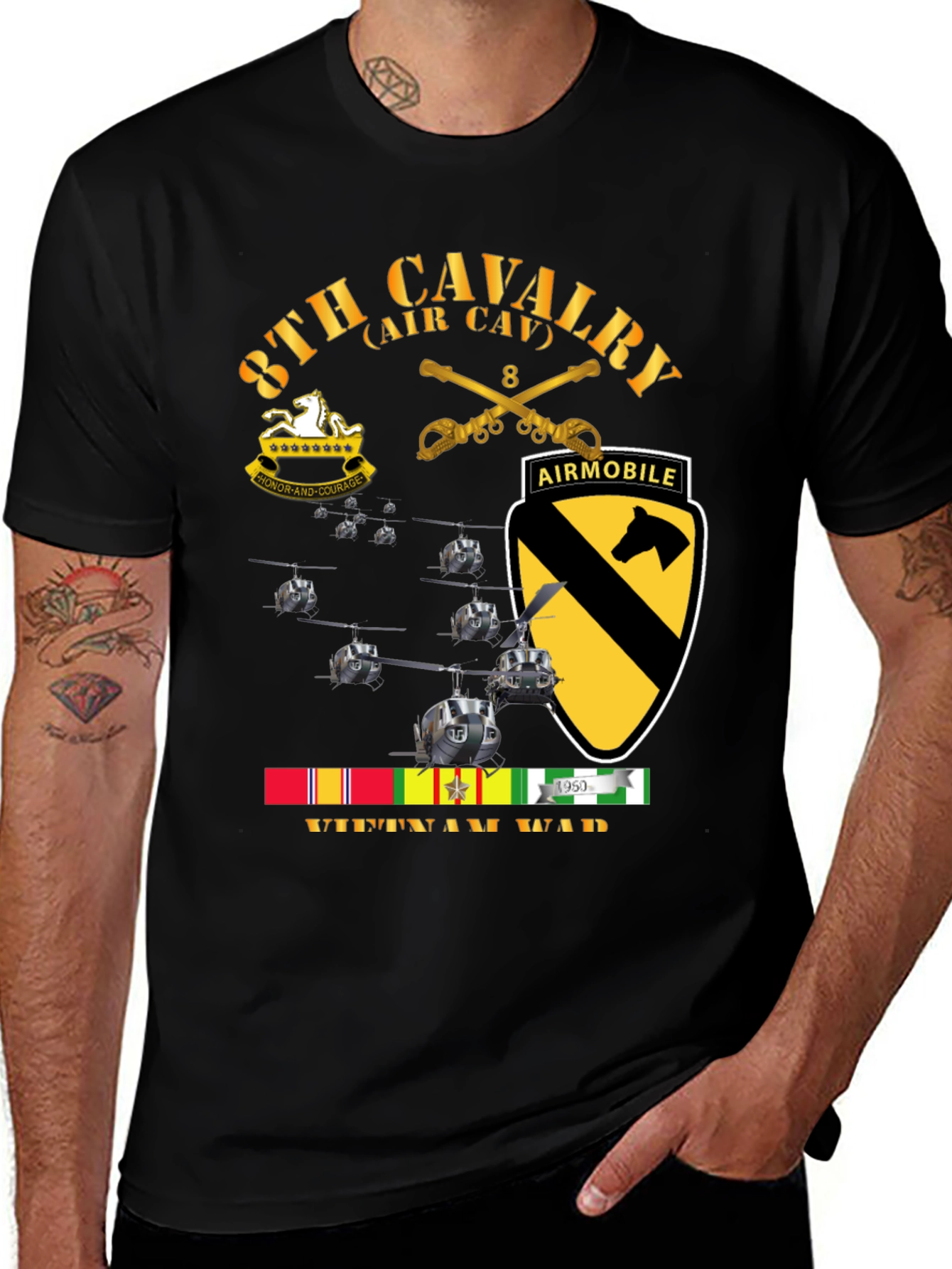 8th Cavalry Vietnam War T-Shirt Air Mobile Tee