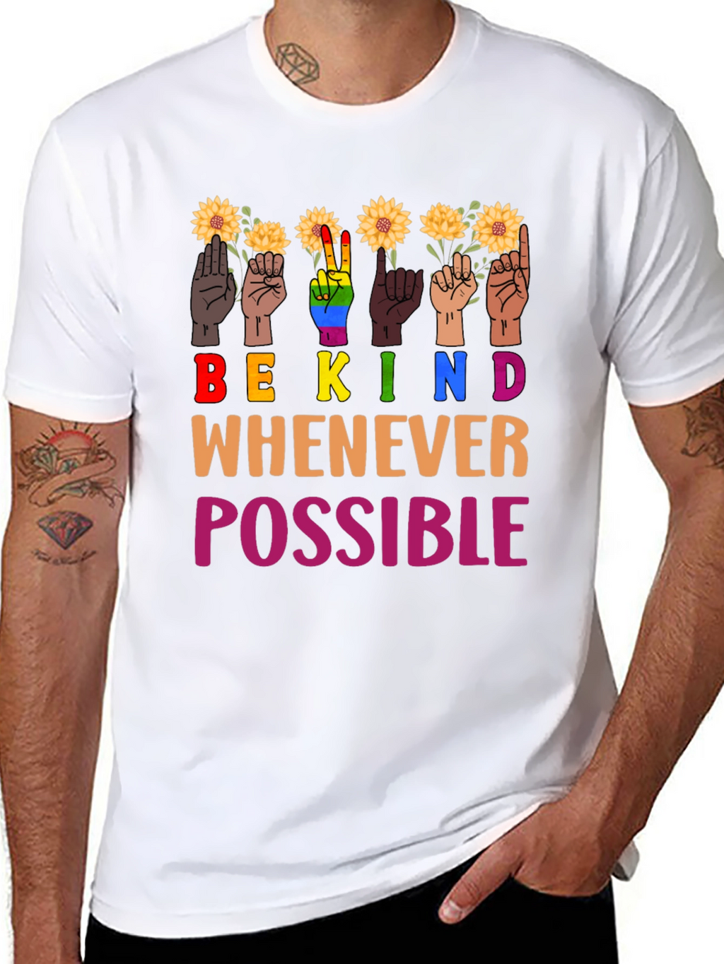 Be Kind T-Shirt Sunflower ASL Design