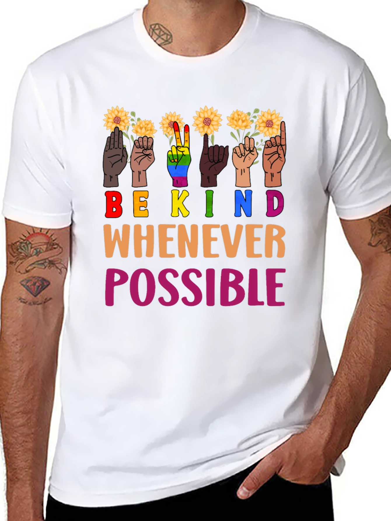 Be Kind T-Shirt Sunflower ASL Design