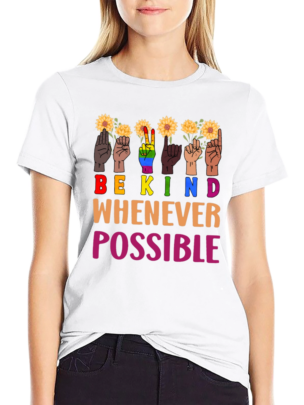 Be Kind T-Shirt Sunflower ASL Design