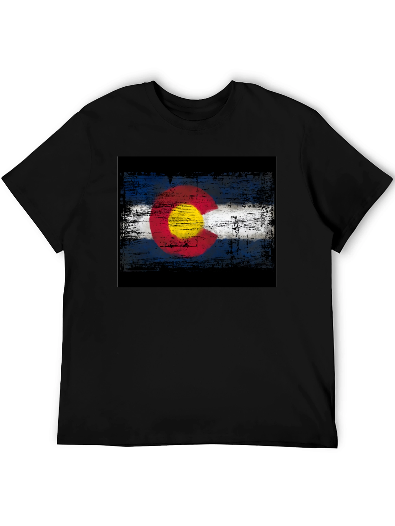 Colorado Flag Grunge Style Black T-Shirt
