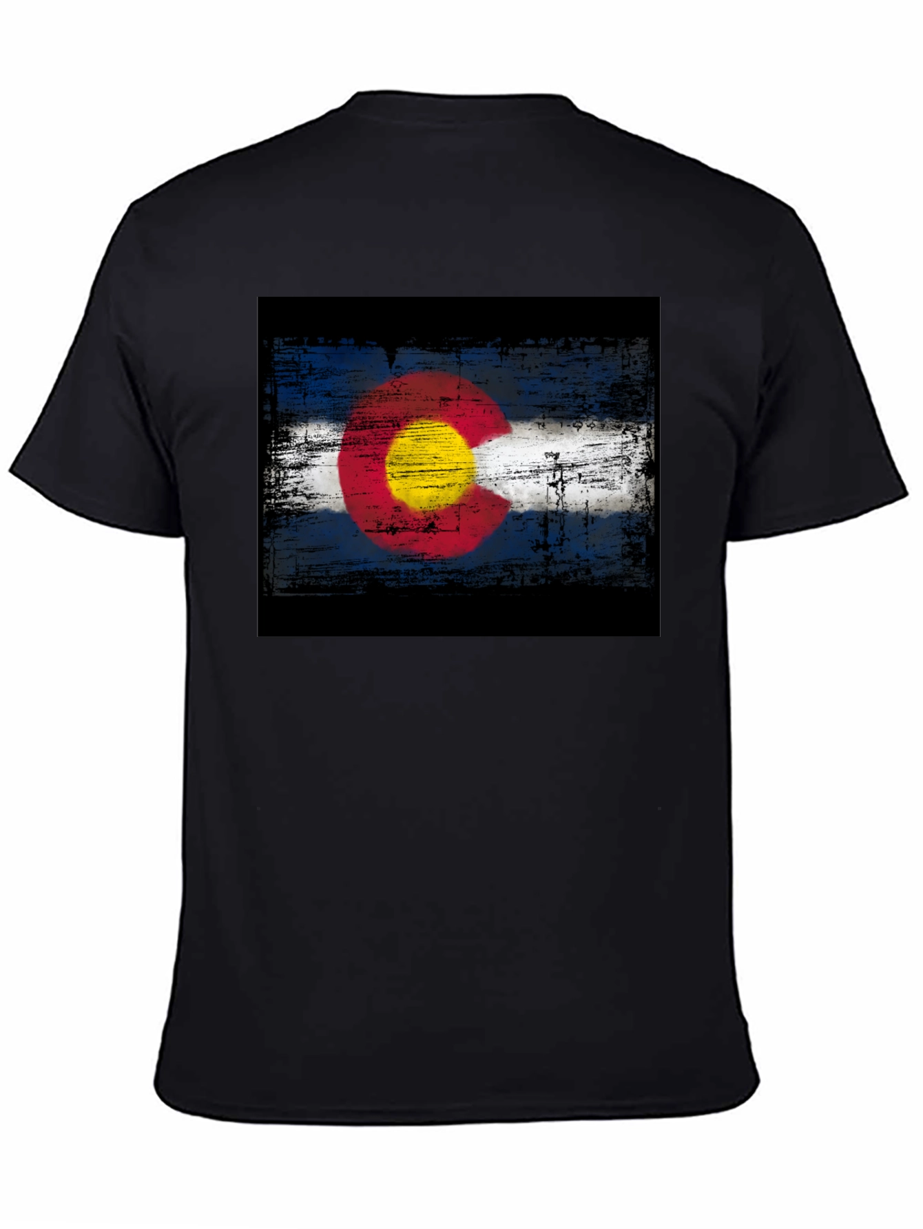 Colorado Flag Grunge Style Black T-Shirt