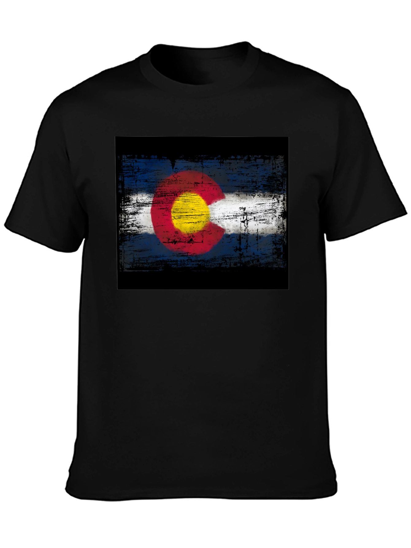 Colorado Flag Grunge Style Black T-Shirt