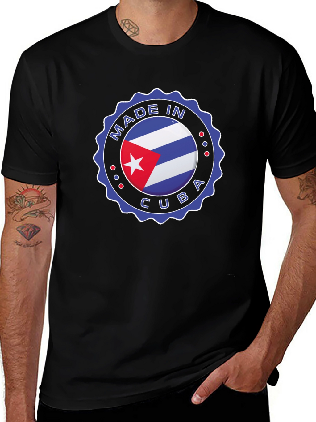 Made in Cuba T-Shirt - Cuban Flag Design