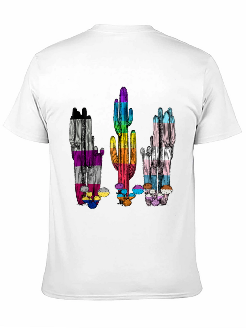 LGBTQ+ Pride Cactus T-Shirt - Black