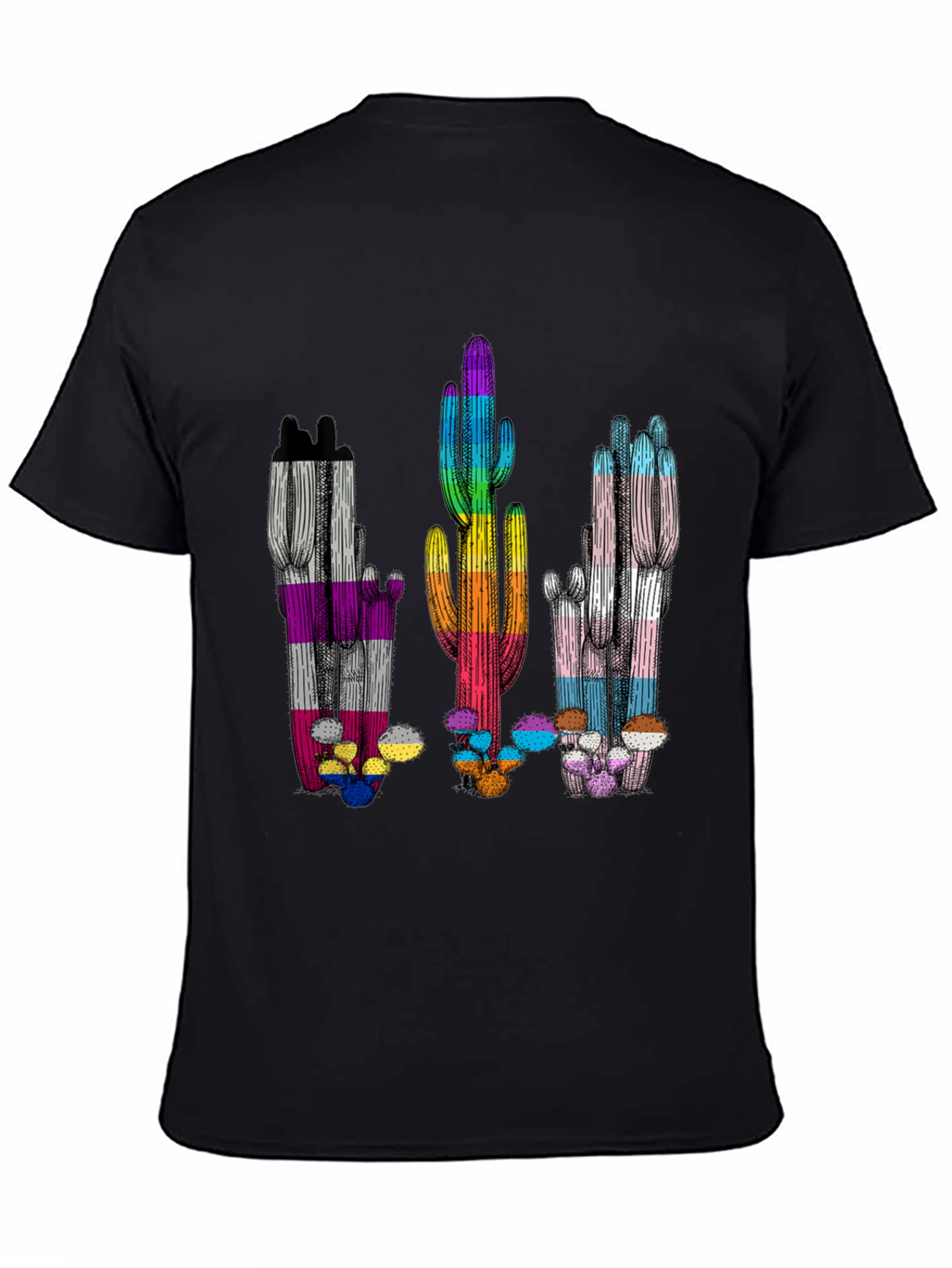 LGBTQ+ Pride Cactus T-Shirt - Black