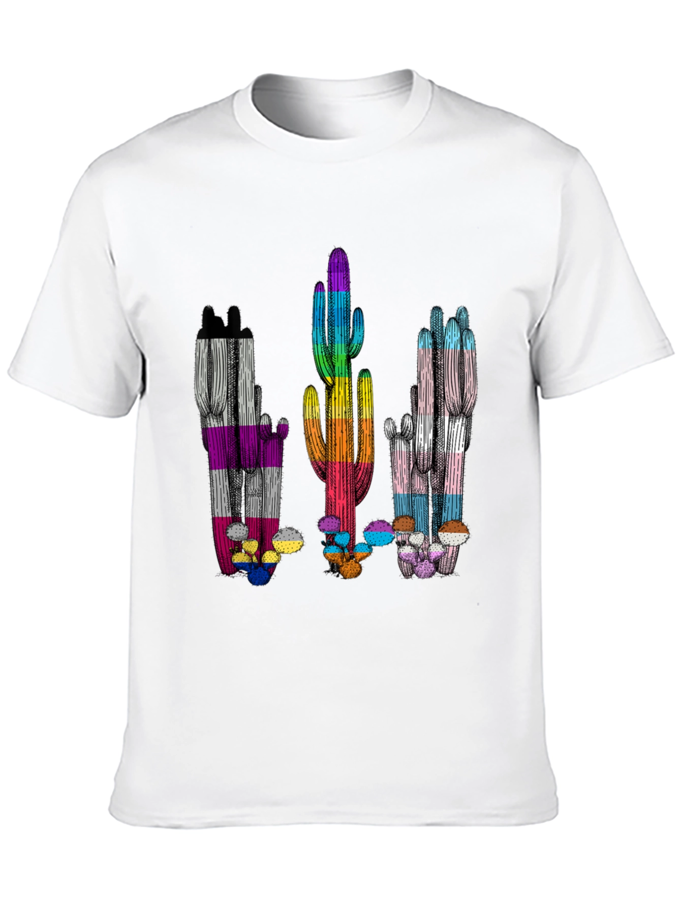 LGBTQ+ Pride Cactus T-Shirt - Black