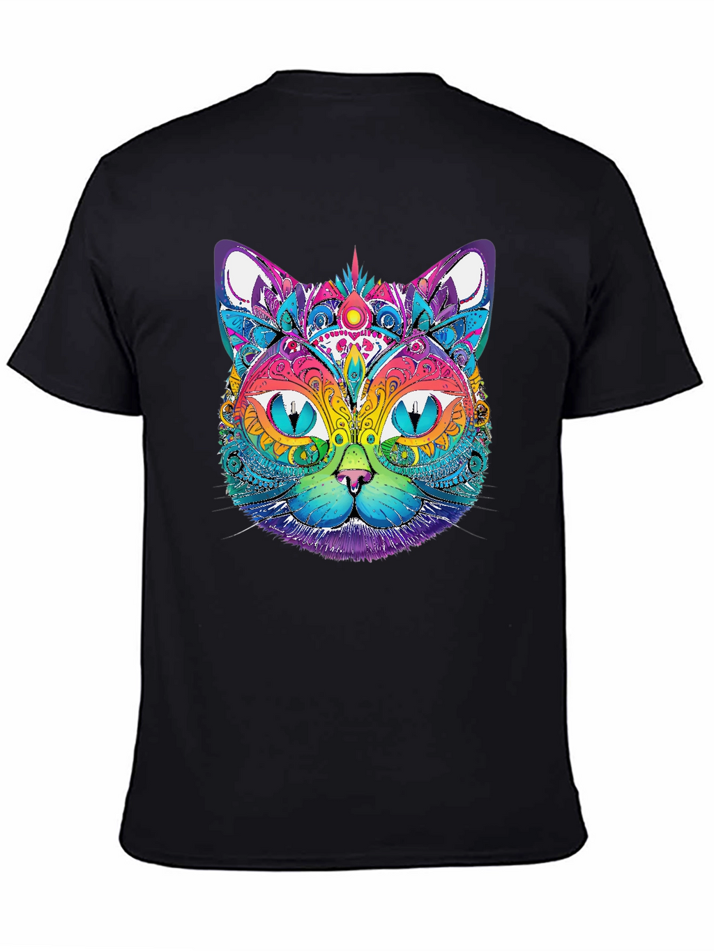 Vibrant Psychedelic Cat Graphic T-Shirt