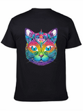 Vibrant Psychedelic Cat Graphic T-Shirt