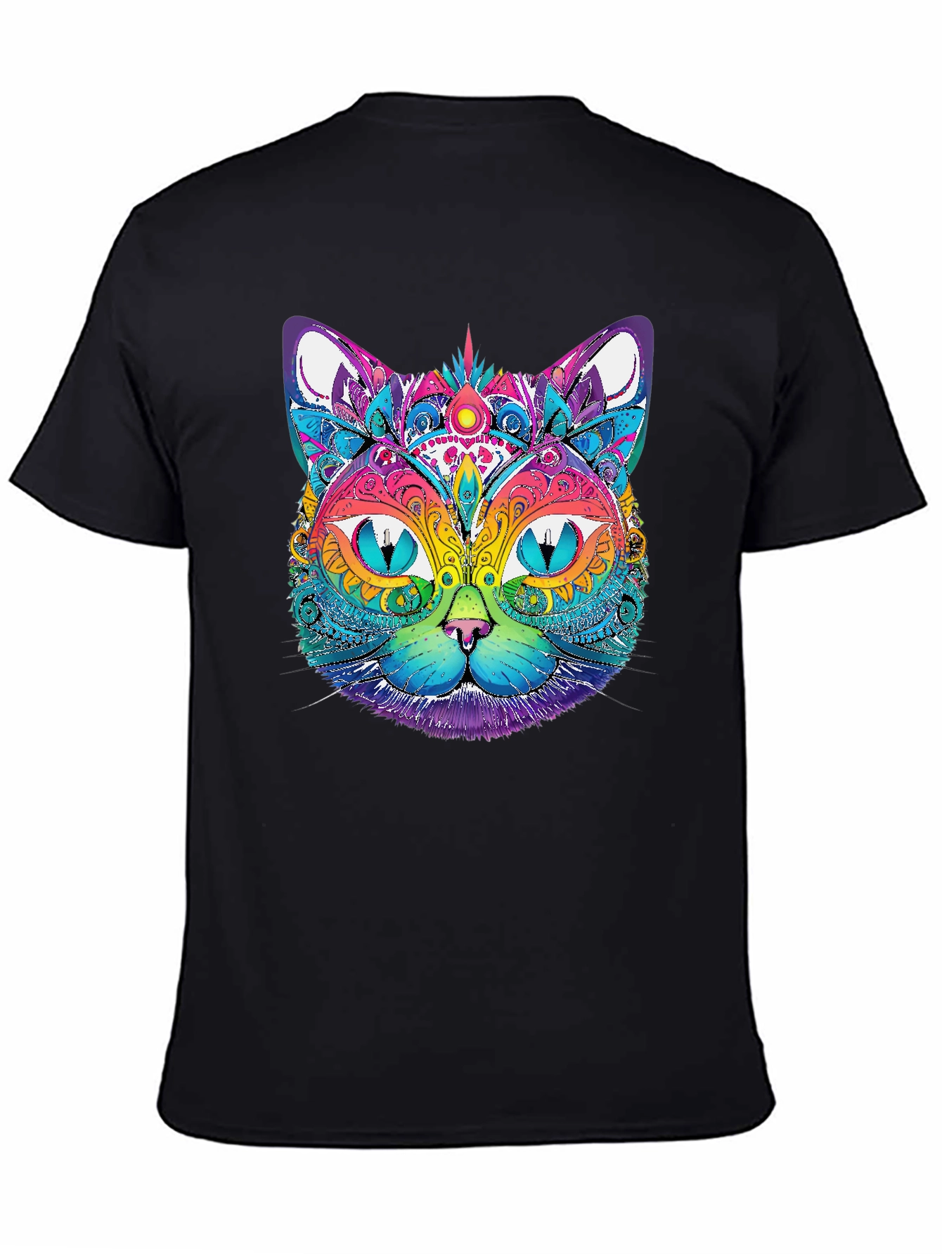 Vibrant Psychedelic Cat Graphic T-Shirt