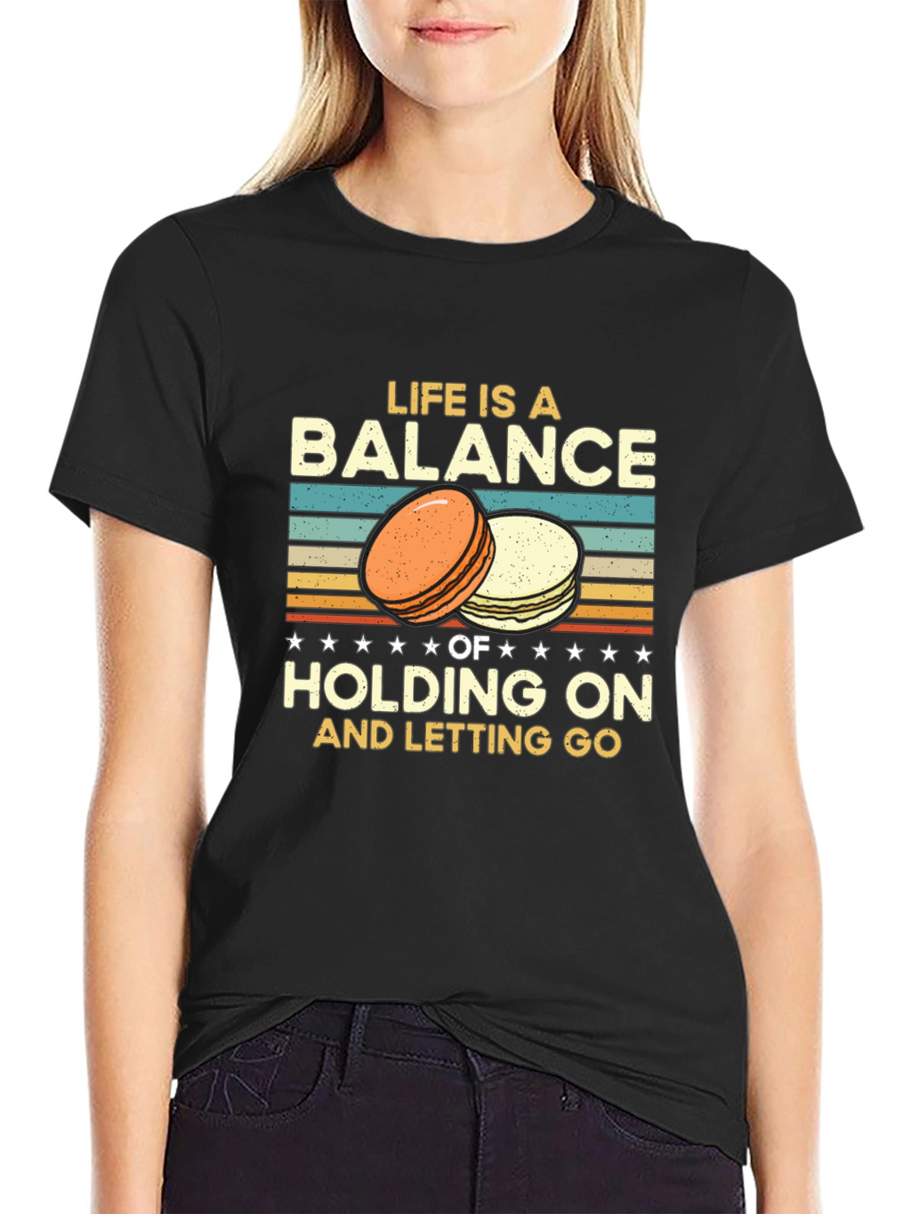 Life is a Balance T-Shirt Macarons Design