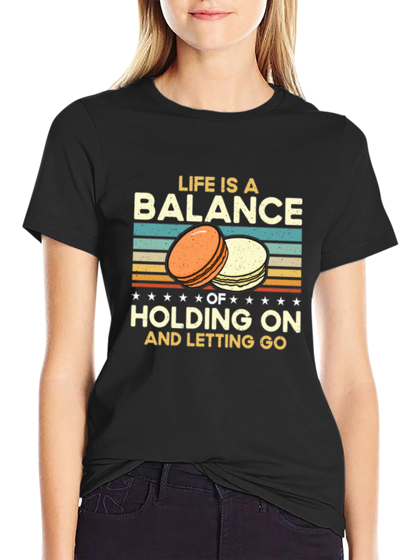 Life is a Balance T-Shirt Macarons Design
