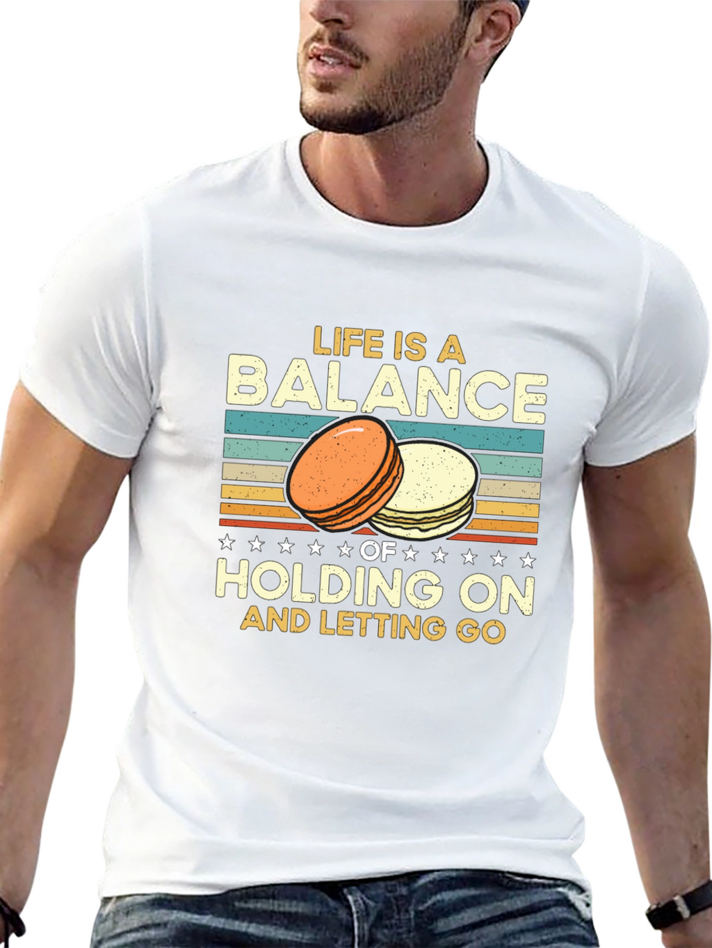 Life is a Balance T-Shirt Macarons Design