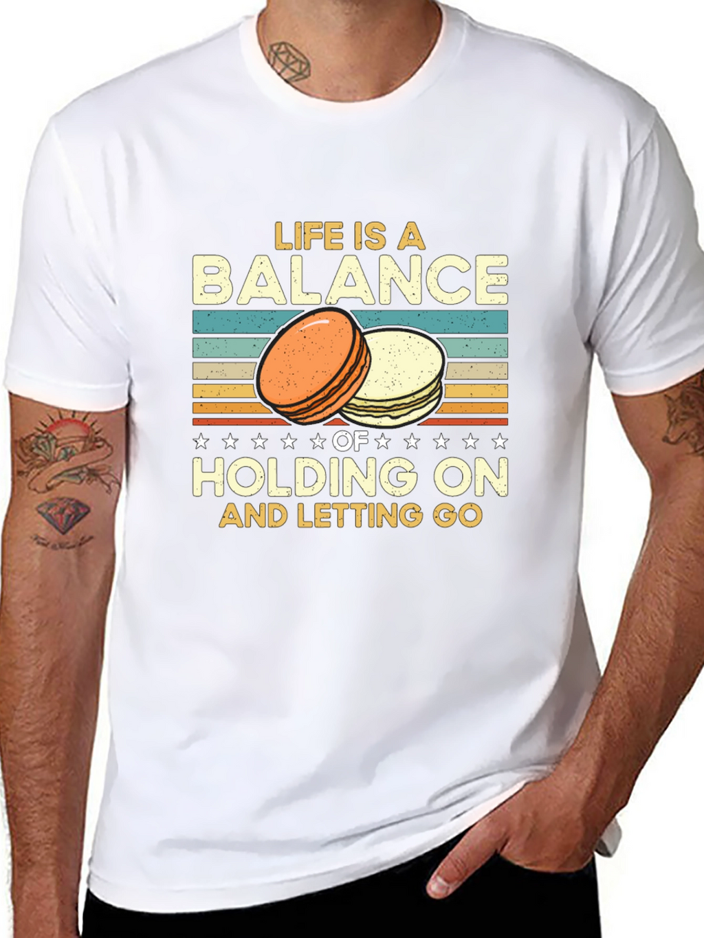 Life is a Balance T-Shirt Macarons Design