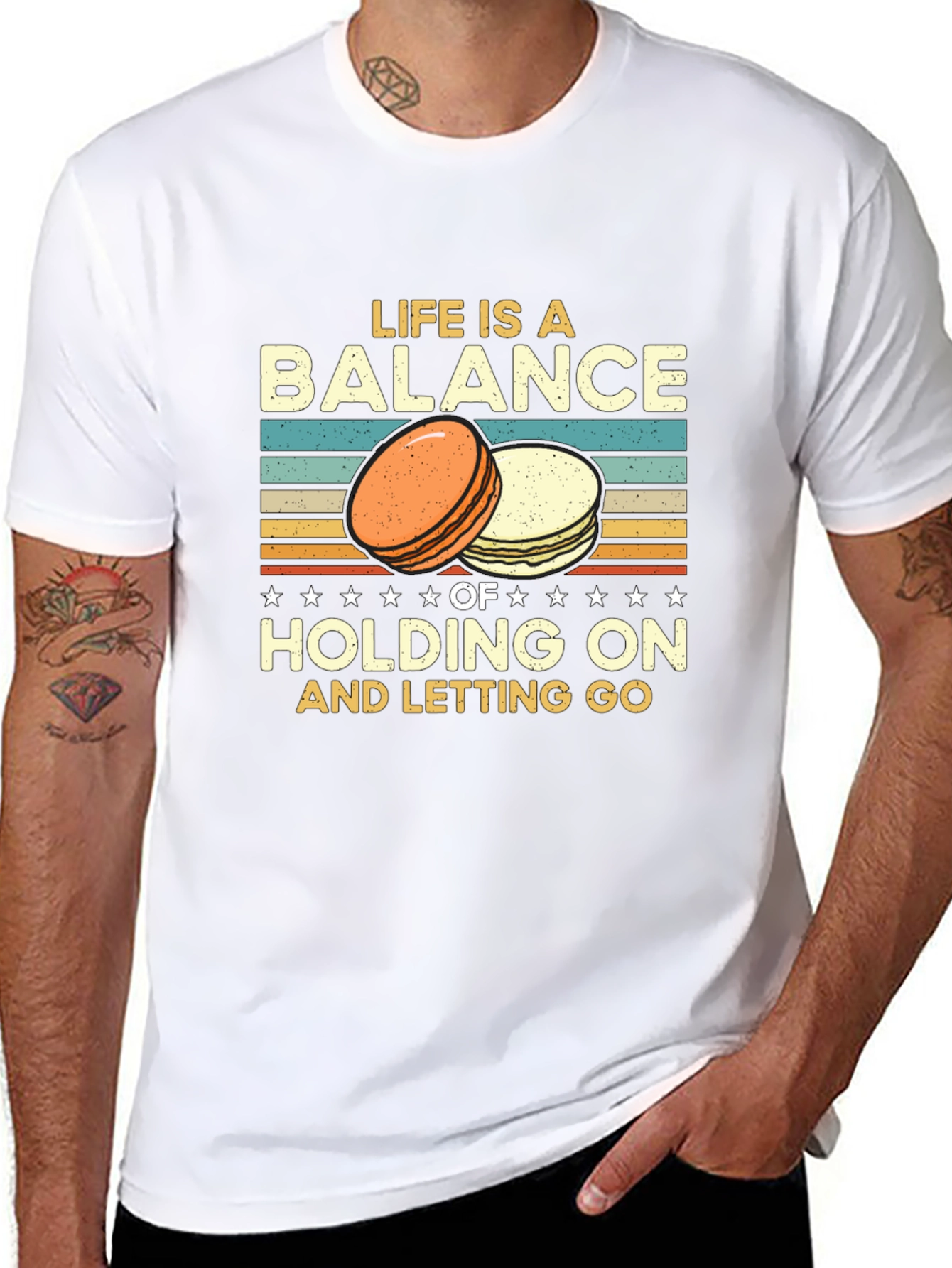 Life is a Balance T-Shirt Macarons Design