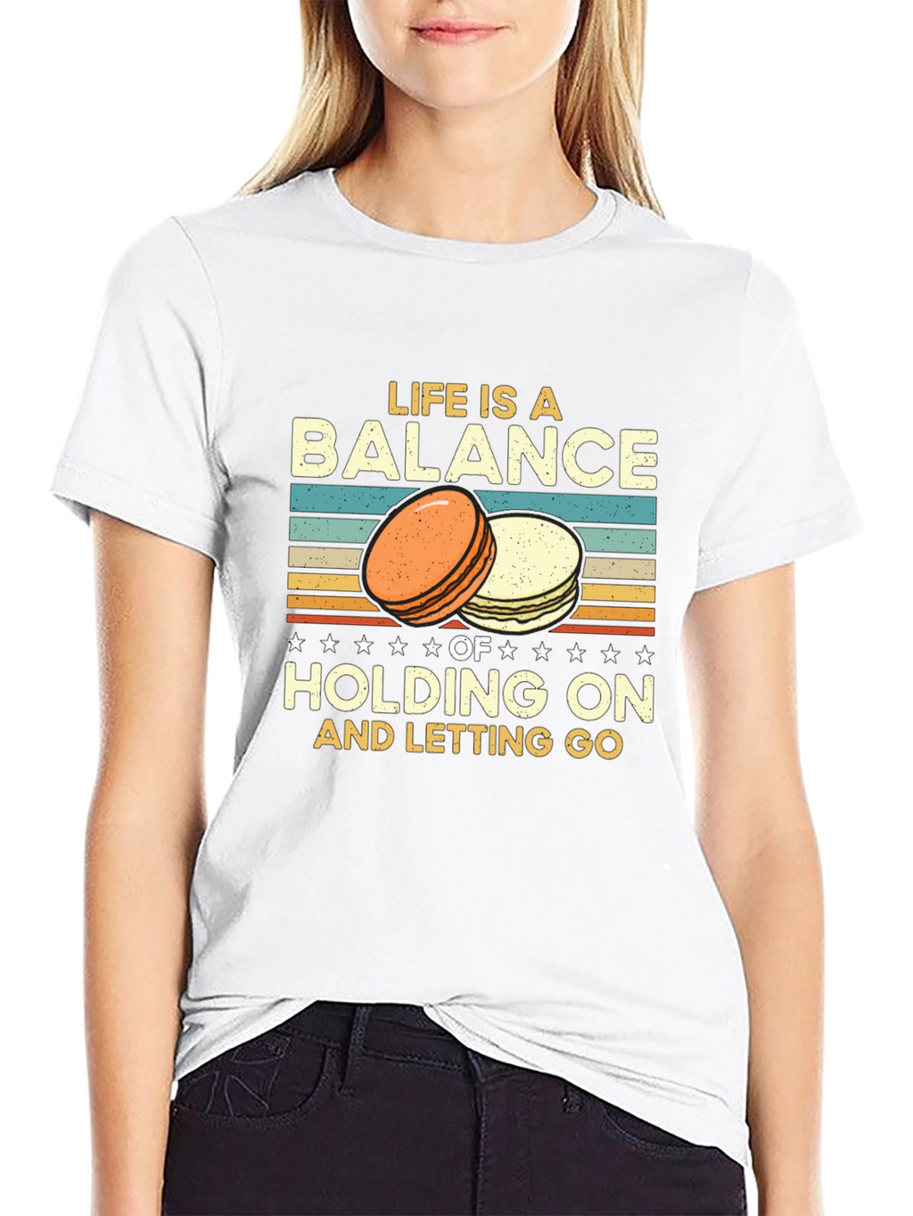 Life is a Balance T-Shirt Macarons Design
