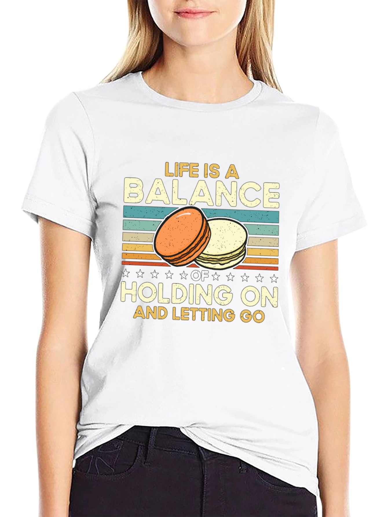 Life is a Balance T-Shirt Macarons Design