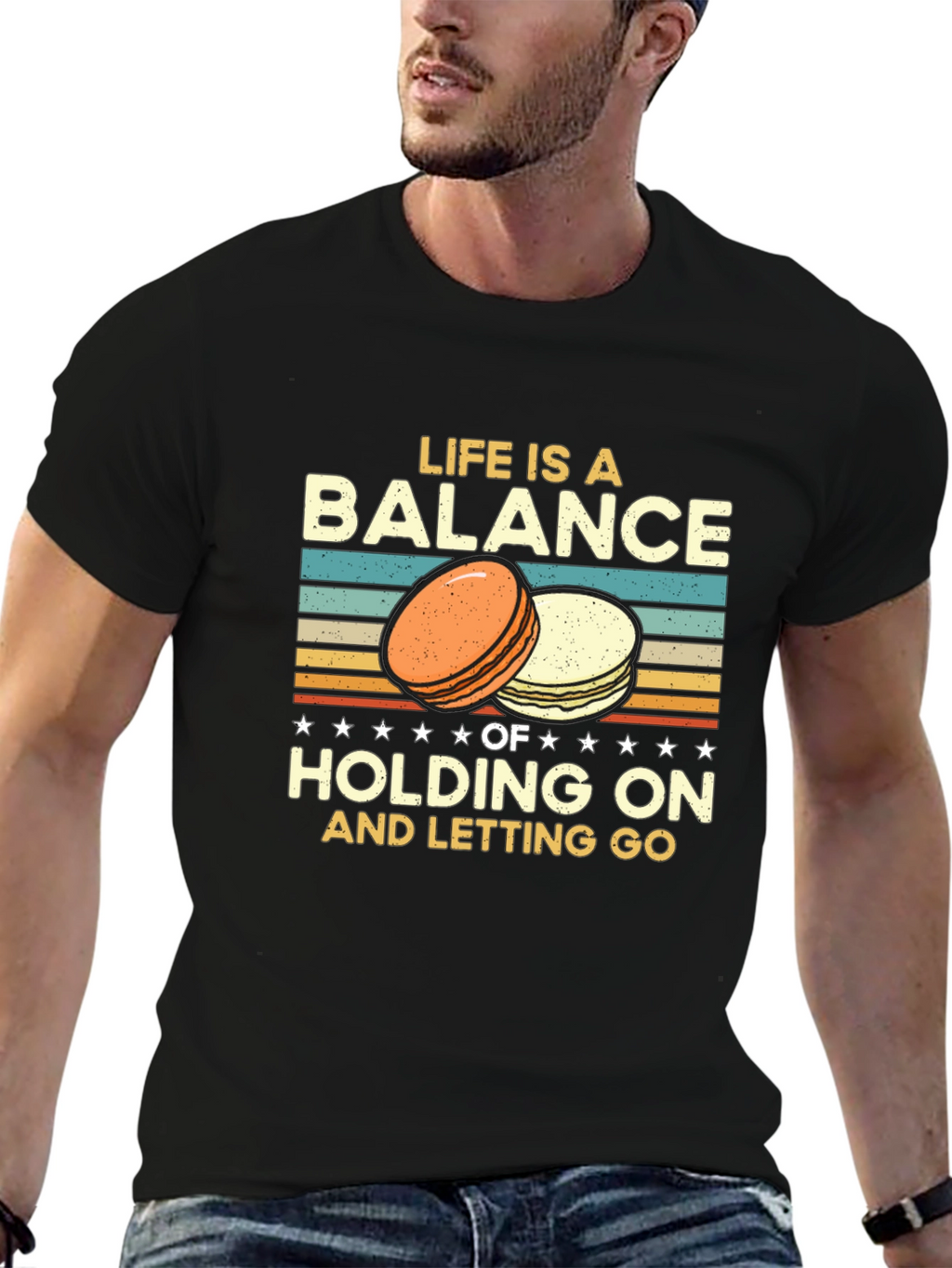 Life is a Balance T-Shirt Macarons Design