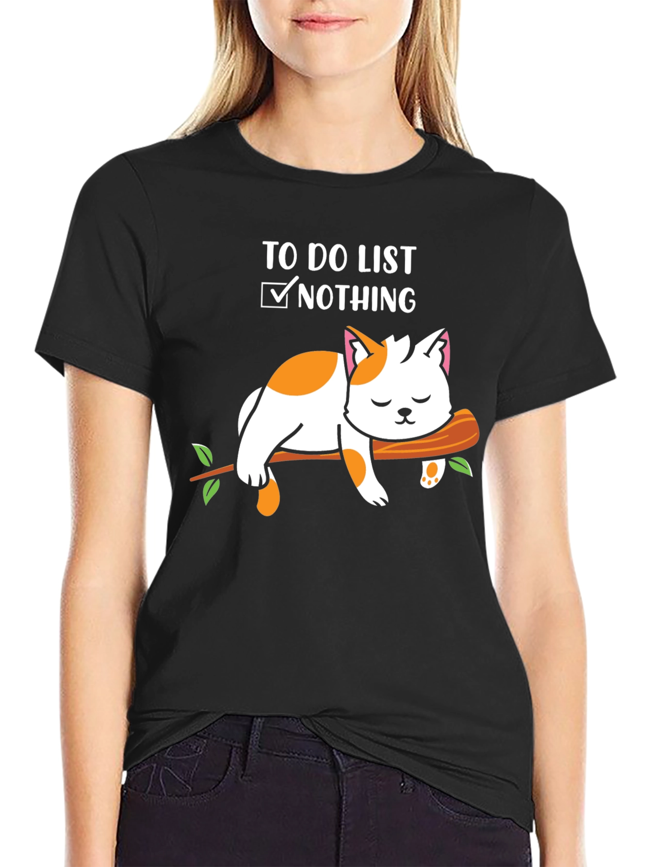 Funny Lazy Cat T-Shirt - To Do List Nothing