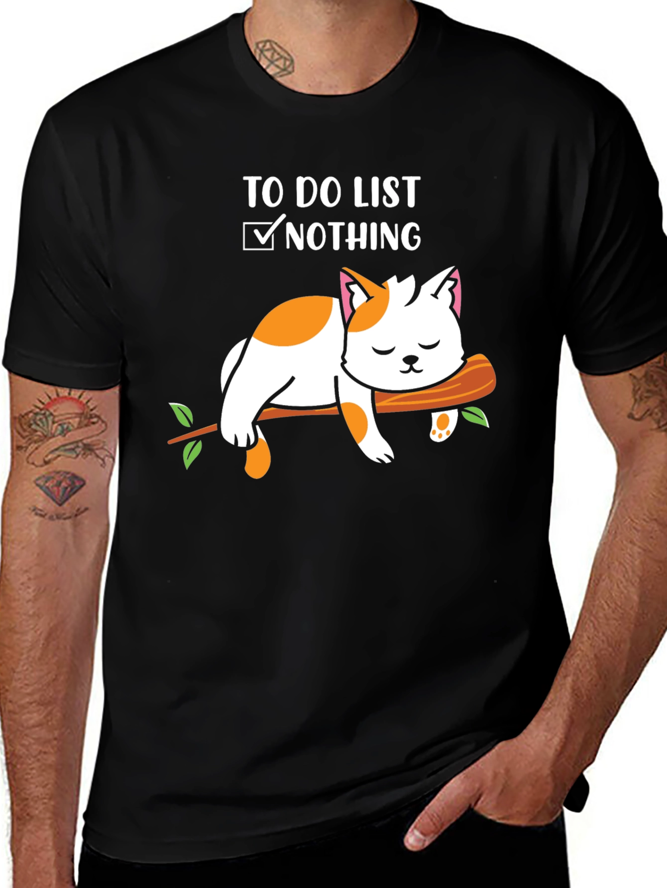 Funny Lazy Cat T-Shirt - To Do List Nothing