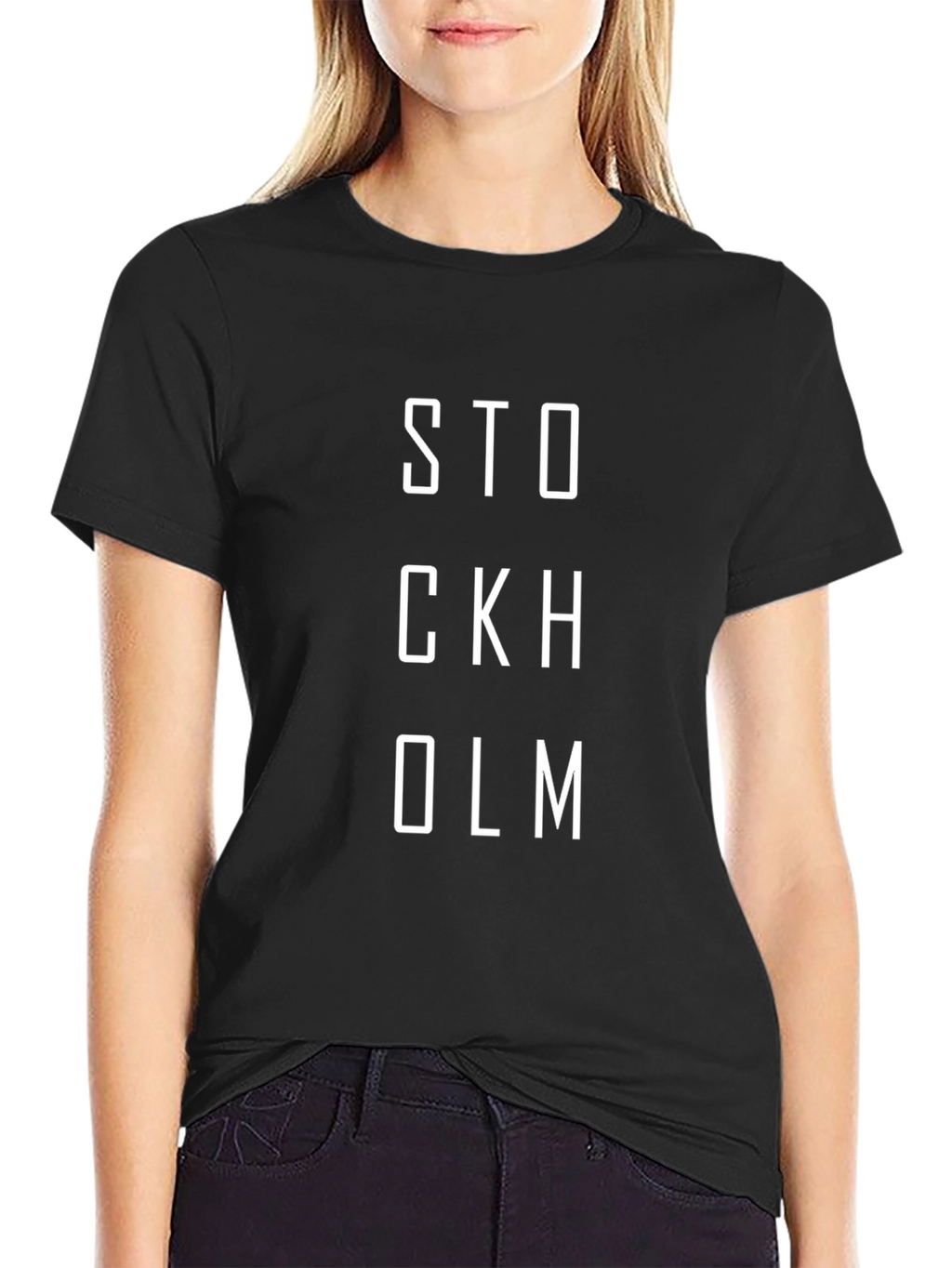Stockholm Graphic Tee - Black Cotton Blend T-Shirt