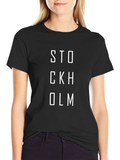 Stockholm Graphic Tee - Black Cotton Blend T-Shirt
