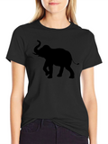 Elephant Silhouette Graphic Print Tee