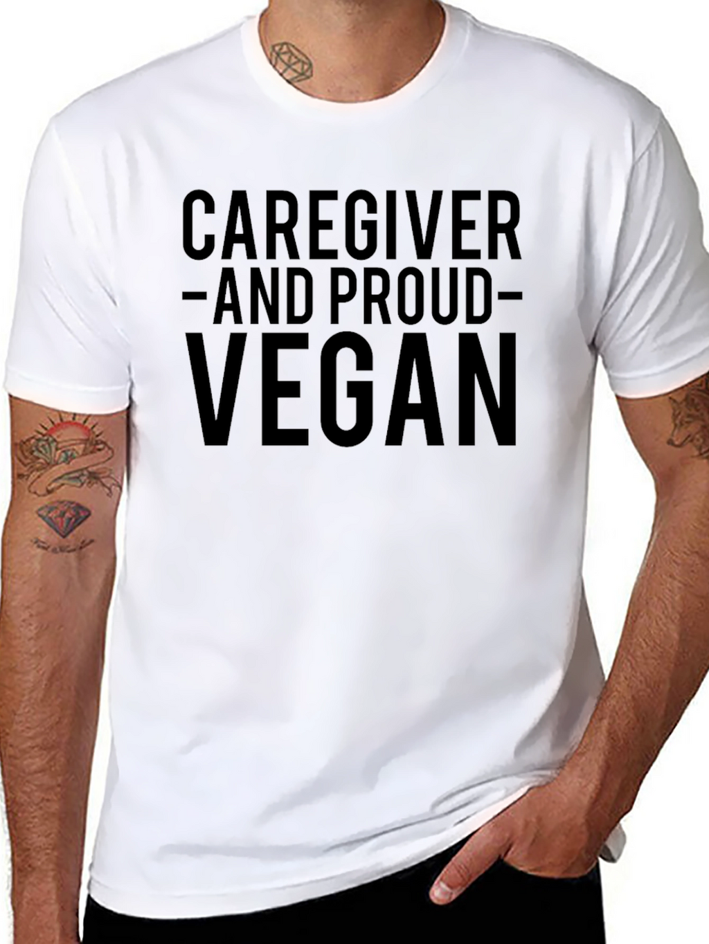 Caregiver and Proud Vegan Graphic T-Shirt