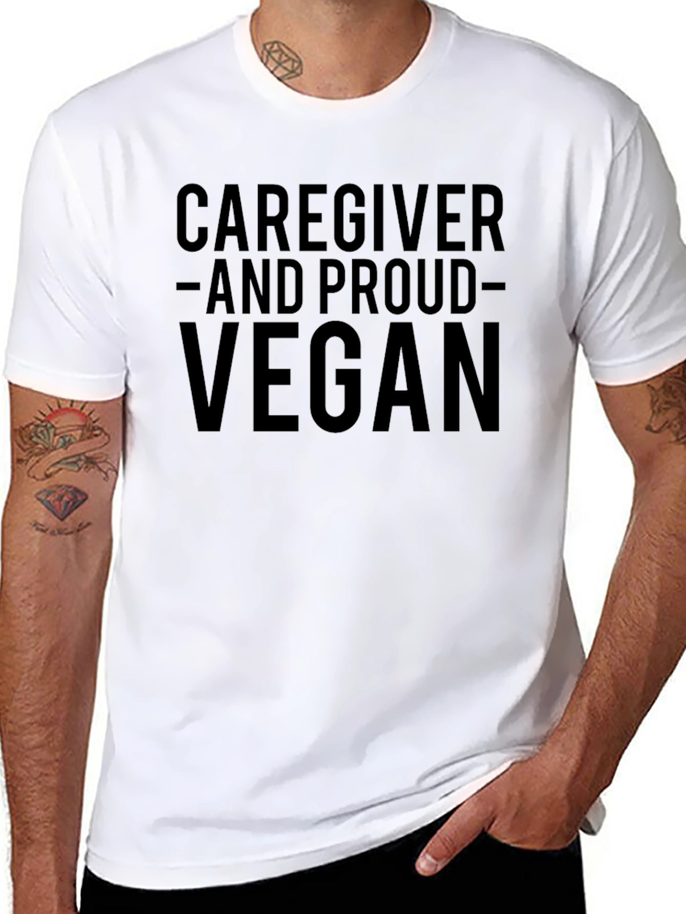 Caregiver and Proud Vegan Graphic T-Shirt