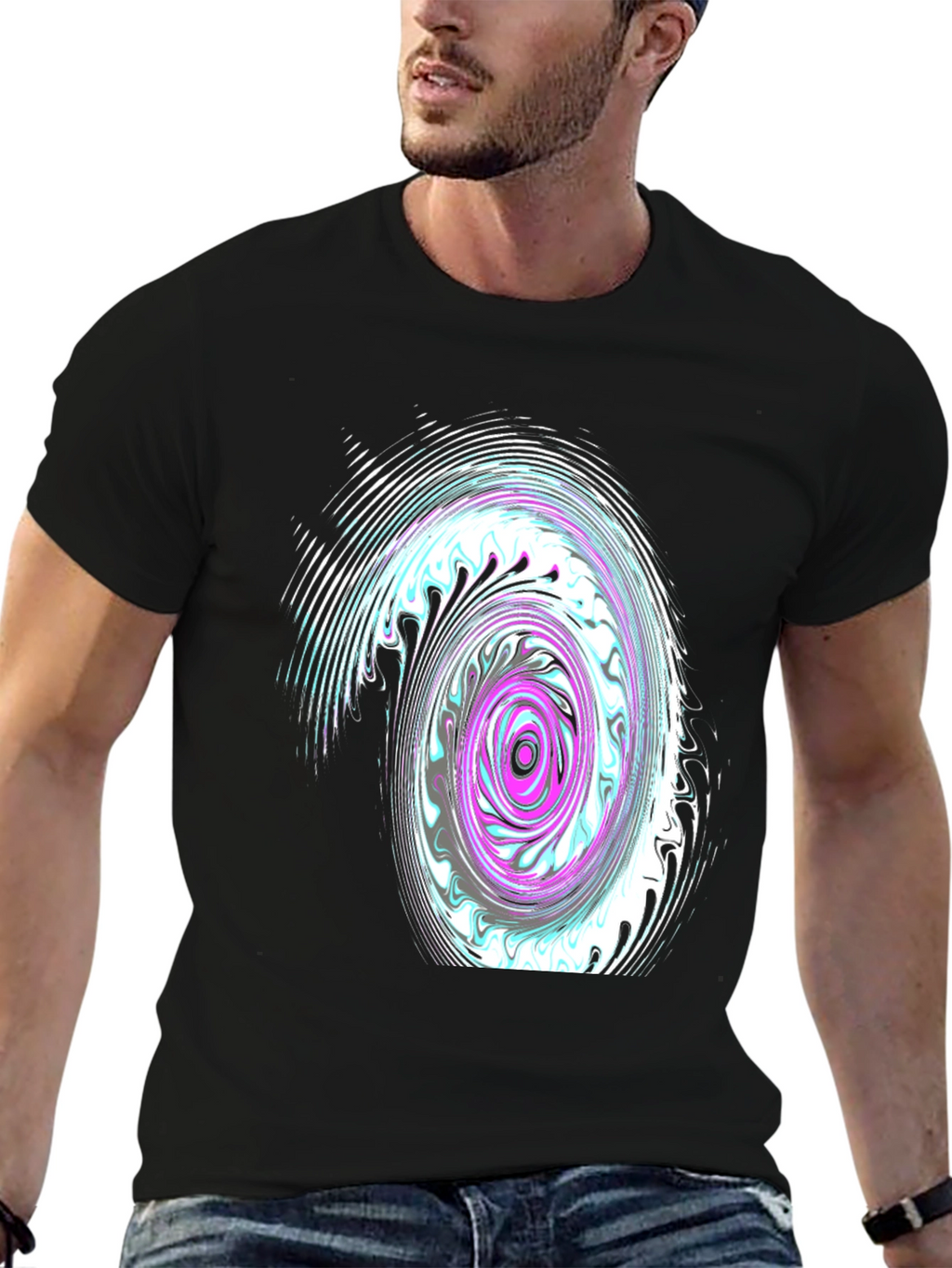 Swirl Graphic Black T-Shirt