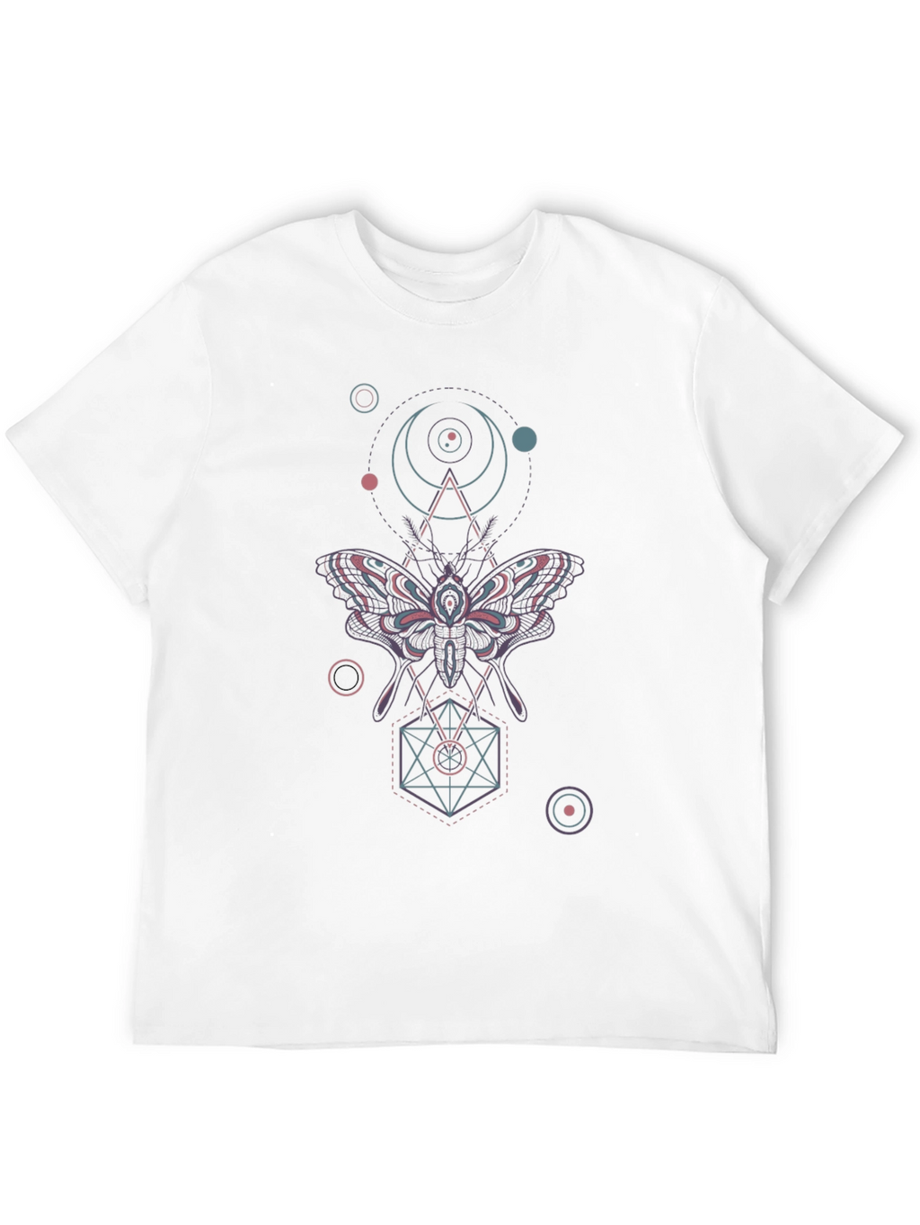Geometric Moth Graphic Tee - Black