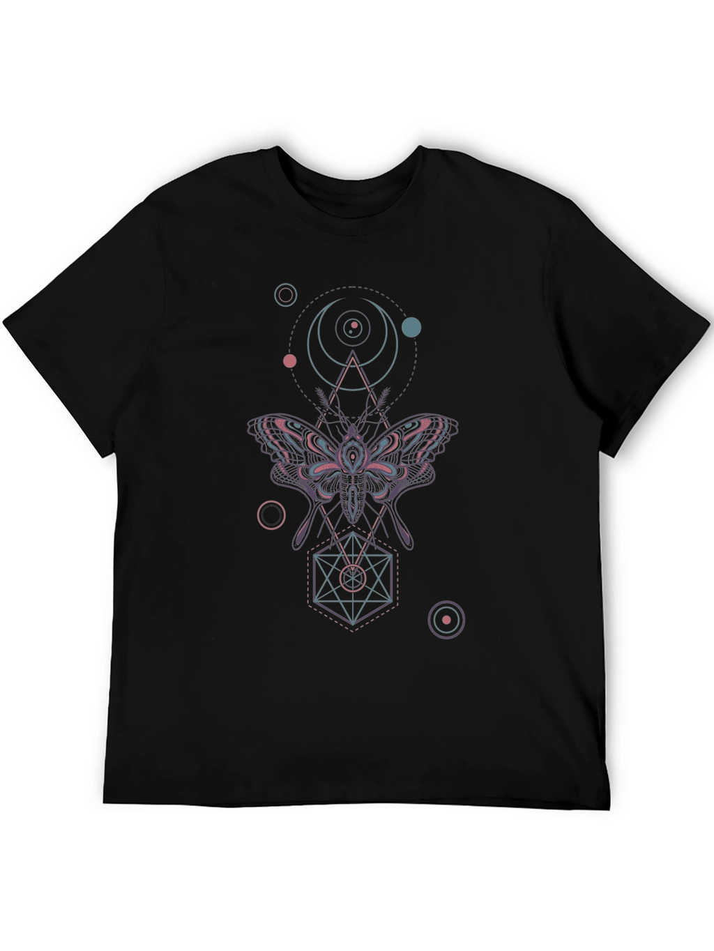 Geometric Moth Graphic Tee - Black