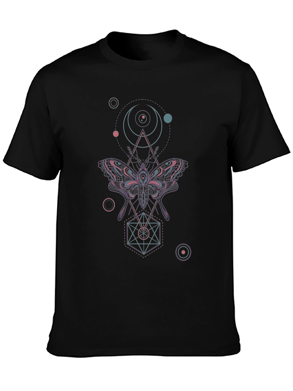 Geometric Moth Graphic Tee - Black