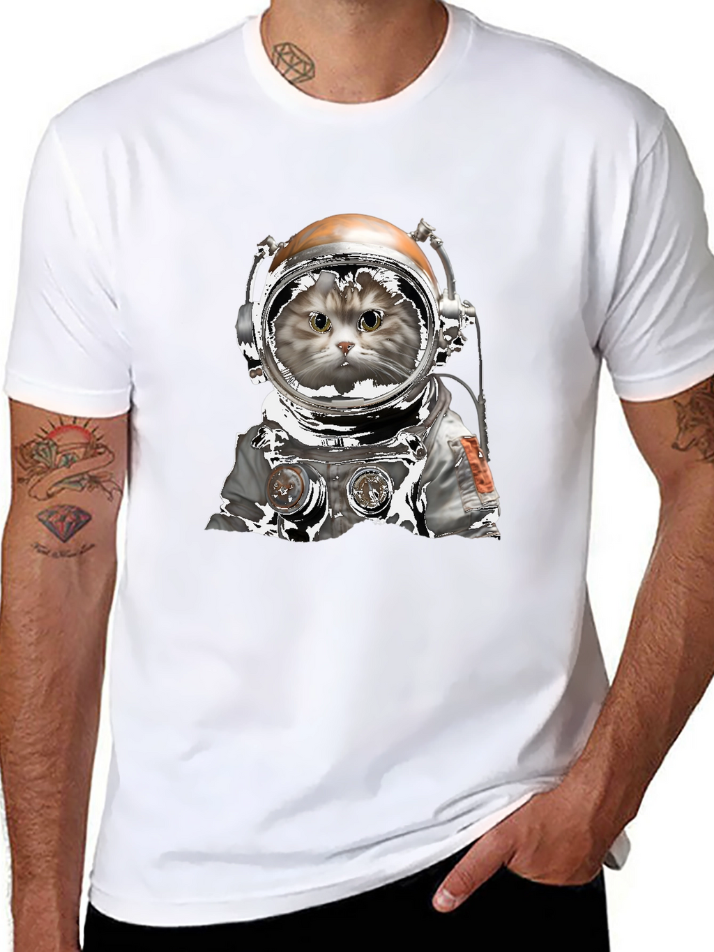 Astronaut Cat Graphic T-Shirt