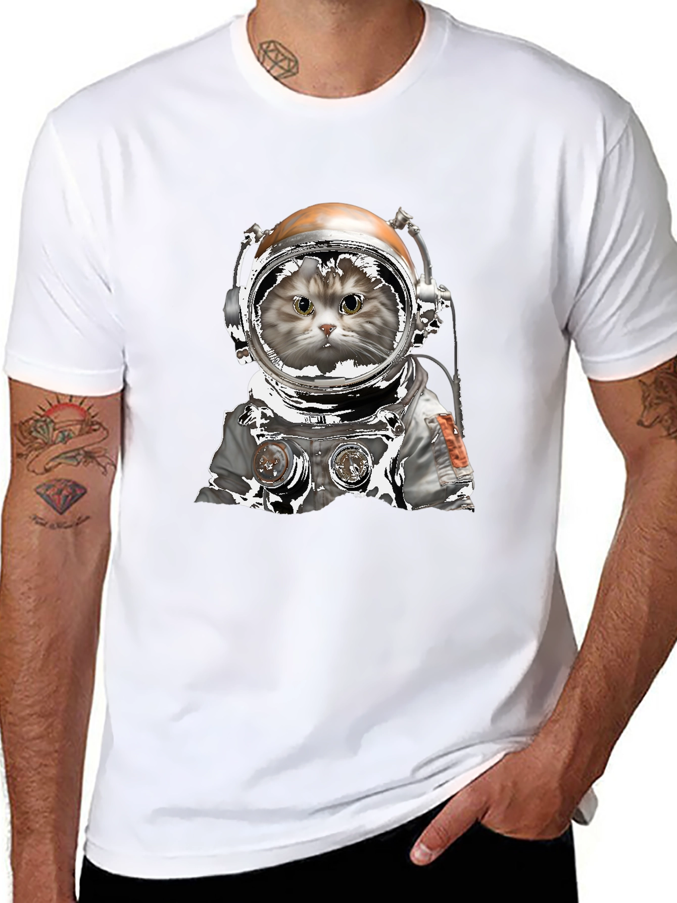 Astronaut Cat Graphic T-Shirt